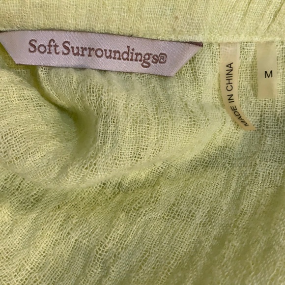 Soft Surroundings Lemon Yellow Linen Peasant Top - Picture 8 of 10